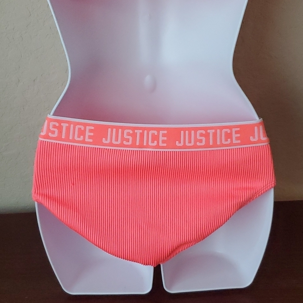 NWOT Justice neon orange 2 piece girls swim suit sz 16 🌛 - Picture 7 of 12